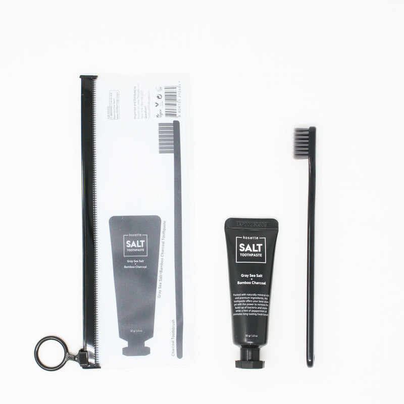  Kosette SALT Charcoal Toothbrush & Toothpaste Travel Kit - Kosette
