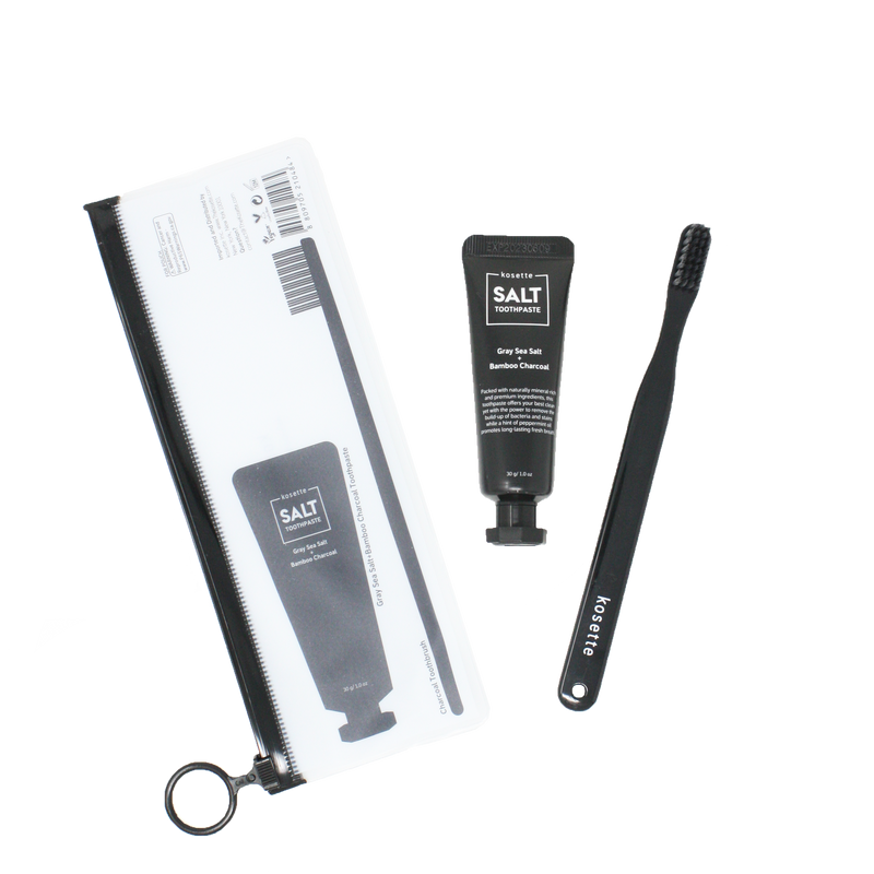  Kosette SALT Charcoal Toothbrush & Toothpaste Travel Kit - Kosette
